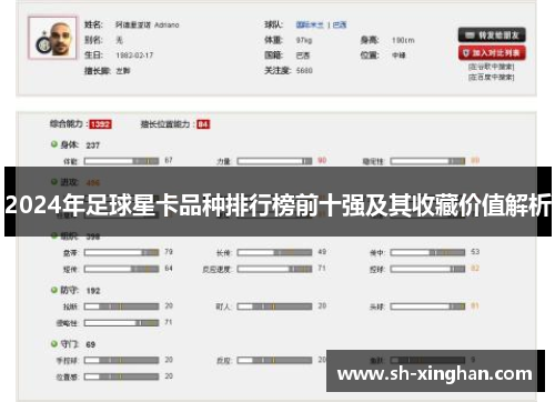 2024年足球星卡品种排行榜前十强及其收藏价值解析